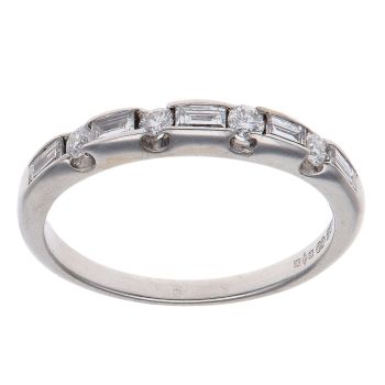 18ct White Gold 0.35ct Brilliant and Baguette Cut Diamond Fancy Ring