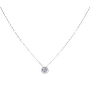 Silver Cubic Zirconia Twist Halo Pendant And Chain 18" By Icesia