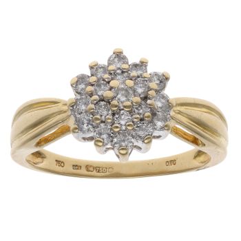 18ct Yellow Gold 0.50ct Brilliant Cut Diamond Cluster Ring
