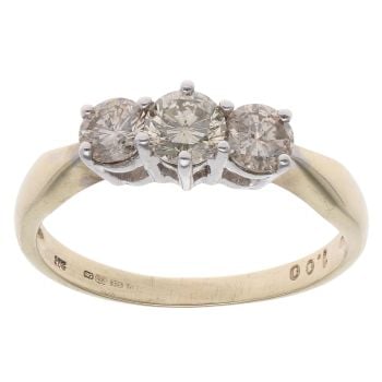 9ct Yellow Gold 1.00ct Brilliant Cut Diamond Trilogy Ring
