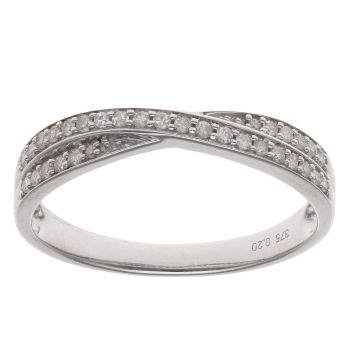 9ct White Gold 0.20ct Brilliant Cut Diamond Crossover Ring