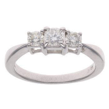 9ct White Gold 0.50ct Brilliant Cut Diamond Trilogy Ring