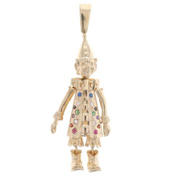 9ct Yellow Gold Multi Gemstone Clown Pendant