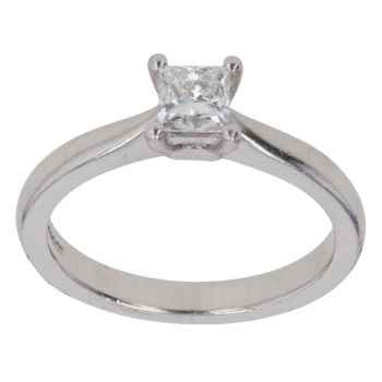 Platinum 0.35ct Princess Cut Diamond Solitaire Ring