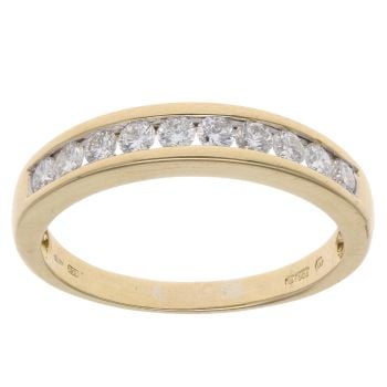 18ct Yellow Gold 0.50ct Brilliant Cut Diamond Half Eternity Ring