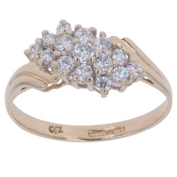 9ct Yellow Gold Cubic Zirconia Fancy Cluster Ring