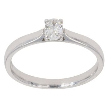 Platinum 0.25ct Oval Cut Diamond Solitaire Ring