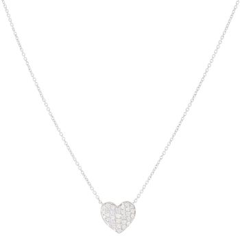 18ct White Gold 0.30ct Brilliant Cut Diamond Heart Pendant and Chain 18"