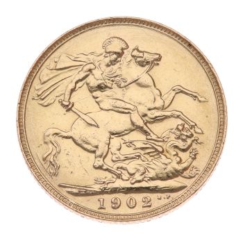 1902 Edward VII Large Head UK Full Sovereign Coin