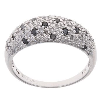 9ct White Gold 0.20ct Brilliant Cut Black And White Diamond Ring