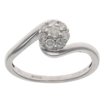 9ct White Gold 0.25ct Brilliant Cut Diamond Cluster Ring
