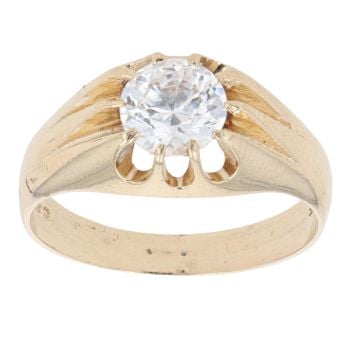 9ct Yellow Gold Cubic Zirconia Solitaire Ring