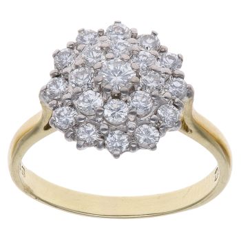 18ct Yellow Gold 1.00ct Brilliant Cut Diamond Cluster Ring