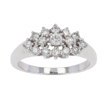 9ct White Gold Diamond Cluster Ring by Anya Belle