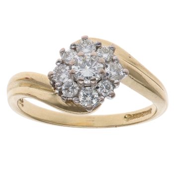 18ct Yellow Gold 0.50ct Brilliant Cut Diamond Cluster Ring