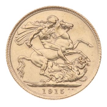 1915 George V Large Head UK Full Sovereign Coin