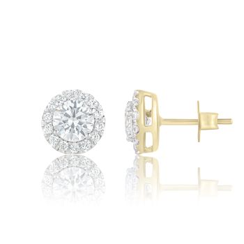 9ct Yellow Gold 1.50ct Lab Grown Diamond Stud Halo Earrings G VS