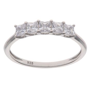 Silver Cubic Zirconia Five Stone Ring By Icesia