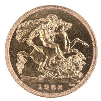 1982 Elizabeth II Decimal Portrait UK Half Sovereign Coin
