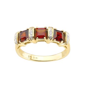 9ct Yellow Gold Garnet & Diamond Eternity Ring