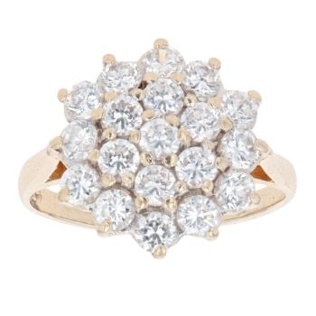 9ct Yellow Gold Cubic Zirconia Cluster Ring