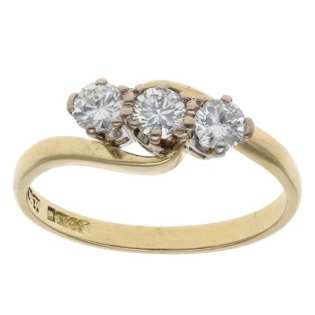 18ct Yellow Gold 0.45ct Brilliant Cut Diamond Trilogy Ring