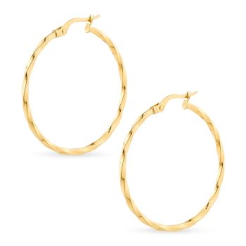 9ct Yellow Gold 3cm Diameter Twist Hoop Earrings