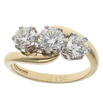 18ct Yellow Gold 1.50ct Tinted Brilliant Cut Trilogy Ring