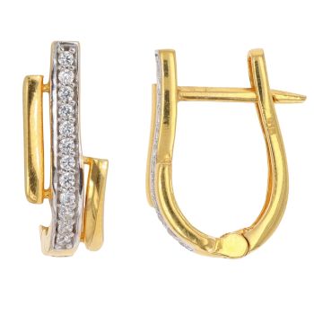 22ct Yellow Gold Cubic Zirconia Art Deco Hoop Earrings