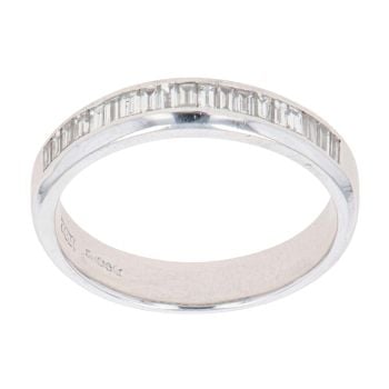 Platinum 0.33ct Baguette Cut Diamond Half Eternity Ring