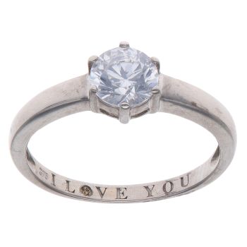 9ct White Gold Cubic Zirconia Solitaire Ring