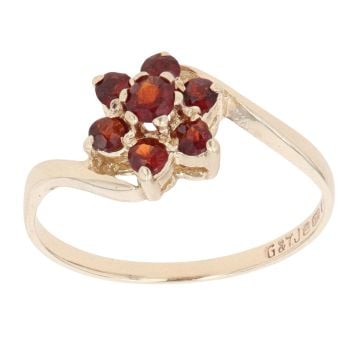 9ct Yellow Gold Garnet Cluster Ring
