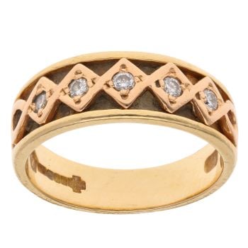 18ct Yellow and Rose Gold Clogau 0.15ct Diamond Five Stone Celtic Ring