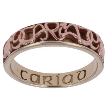 9ct Yellow and Rose Gold Cariad Band Clogau Ring