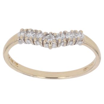 14ct Yellow Gold Cubic Zirconia Wishbone Ring