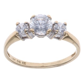 14ct Yellow Gold Cubic Zirconia Three Stone Ring