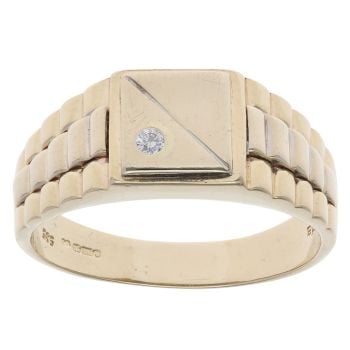 14ct Yellow Gold 0.05ct Diamond Signet Ring