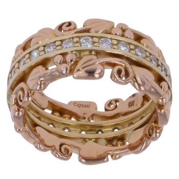 18ct Yellow and Rose Gold 0.55ct Brilliant Cut Diamond Tree Of Life Clogau Ring
