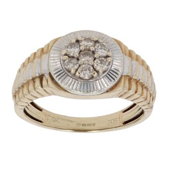 9ct Yellow and White Gold 0.50ct Diamond Cluster Signet Ring