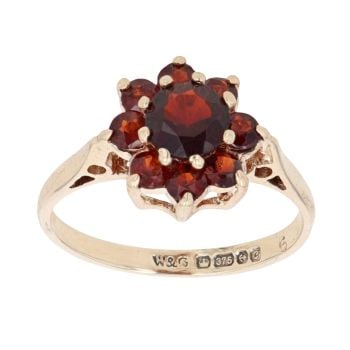 9ct Yellow Gold Garnet Cluster Ring