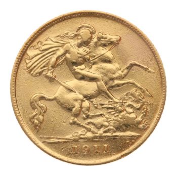 1911 George V Large Head UK Half Sovereign Coin