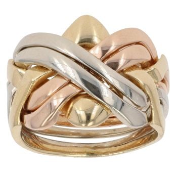18ct Yellow, White and Rose Gold Six Piece Puzzle Ring