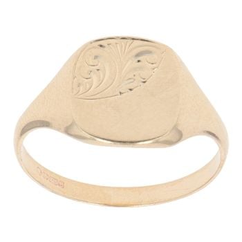 9ct Yellow Gold Patterned Signet Ring