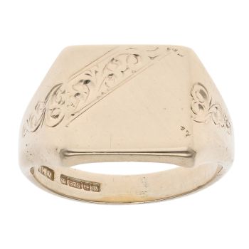 9ct Yellow Gold Patterned Signet Ring