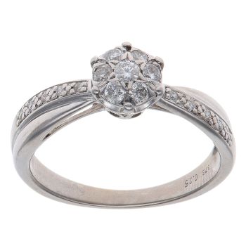 9ct White Gold 0.25ct Brilliant Cut Diamond Cluster Ring