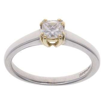 18ct Yellow And White Gold 0.40ct Princess Cut Diamond Solitaire Ring