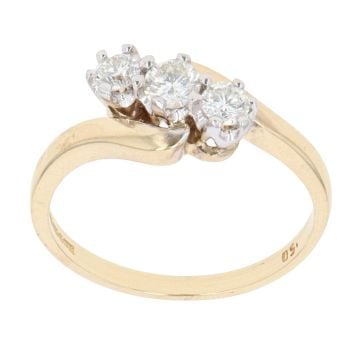 18ct Yellow Gold 0.50ct Brilliant Cut Diamond Trilogy Ring