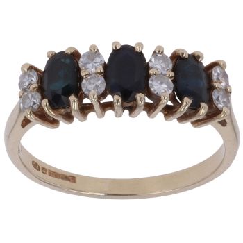 9ct Yellow Gold 0.25ct Brilliant Cut Diamond and Sapphire Fancy Ring