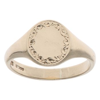 9ct Yellow Gold Patterned Signet Ring
