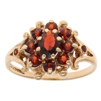 9ct Yellow Gold Garnet Cluster Ring